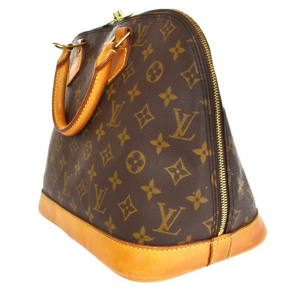 LOUIS VUITTON LV Logo Alma Hand Bag Monogram Leather Brown France - Picture 4 of 14